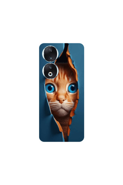 Other Honor 90 5G Cat Blue Eyes Transparent Silicone TPU Θήκη