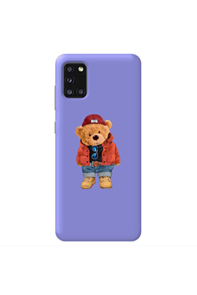 Other Samsung A41 Bear in a hat Purple Colored Silicone TPU Θήκη