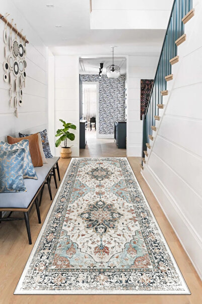 Thalia Home Kaymaz Taban Yıkanabilir Kalın Dokulu Dijital Baskılı Halı & Yoll...