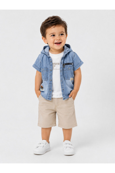 Trendline Boy's 3-Piece Set with Denim Shirt