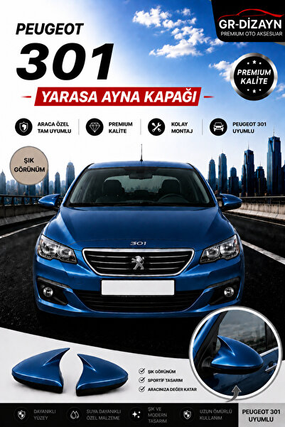 GR-Dizayn PEUGEOT 301 ARACA ÖZEL BOYALI YARASA AYNA KAPAĞI (BOĞAZİÇİ MAVİ)