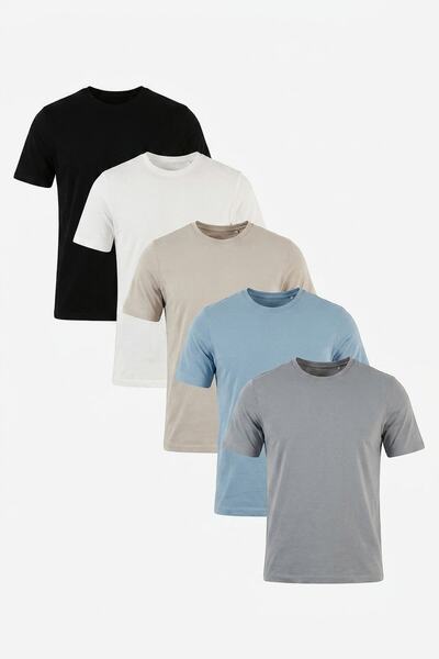 Buratti Pamuklu Regular Fit Bisiklet Yaka 5'li Paket T Shirt Erkek T SHİRT 59...
