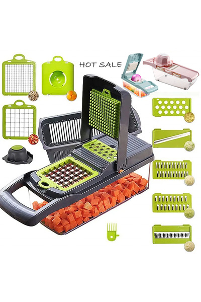 PopZa Multi-Function 14-in-1 Vegetable Chopper, Slicer, Dicer, and Cutter for...