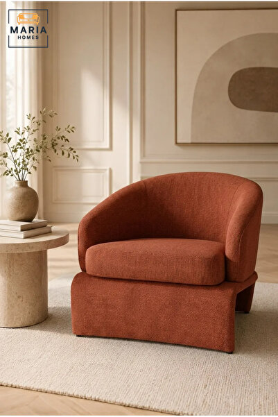 MARIA HOMES Modern Orange Upholstered Accent Armchair – Contemporary Lounge C...