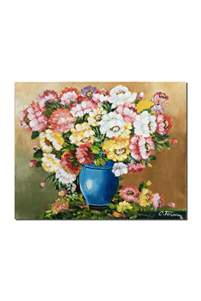 artnova Tablou cu bujori pictat manual, Beatitudine, 50x40cm ulei pe panza, C...
