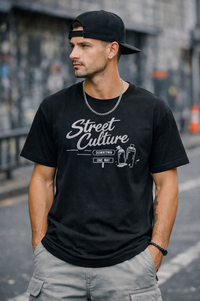 Oceanwear Street Style Printed Short Sleeve Black Tshirt