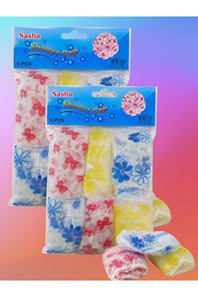 SASHA 2 Colorful Transparent Shower Caps Hair Cover Clear Plastic Head Covers...