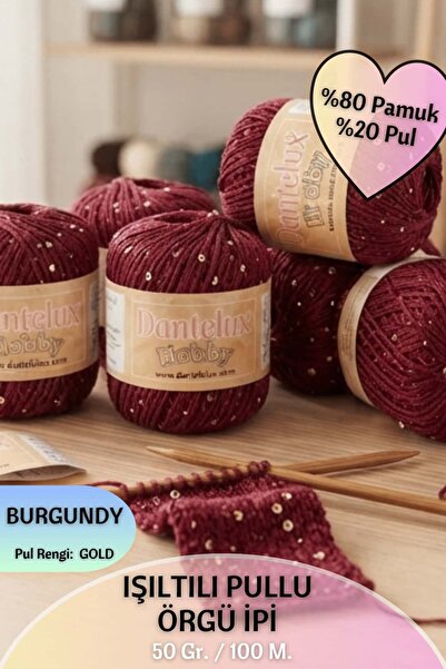 Dantelux Sparkling Sequin Knitting Yarn (80% Cotton - 20% Metallic Sequins) 5...