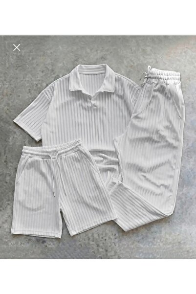 Combineman35 Ottoman Fabric Tshirt Pants and Shorts 3-Piece Set