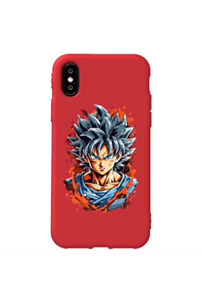Other Apple iPhone Xs Anime Goku Red Colored Silicone TPU Θήκη