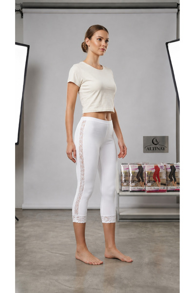 Altınay 3 Pieces Women's Side Lace Capri Lycra Long Tights