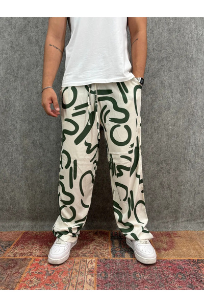 FıttingRoom Straight Leg Patterned Trousers with Elastic Waist