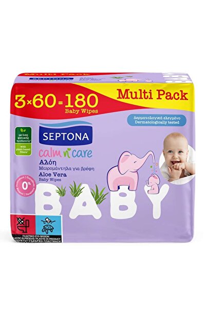 Septona | Calm n' Care Aloe Vera Μωρομάντηλα με Αλόη | 3x60τεμ