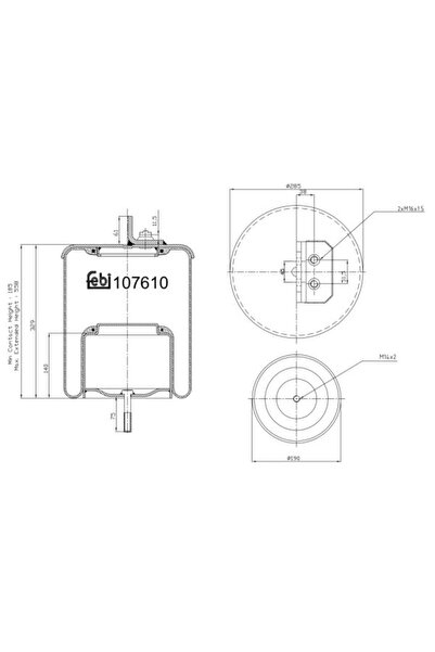 FEBI BILSTEIN Perna de Aer Spate (diametru: 190/285mm) Iveco Eurostar Eurotec...