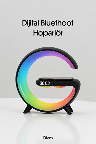 Divex G63 Akıllı RGB Gece Lambası - 15W Hızlı Kablosuz Şarj Standı & 360° Blu...