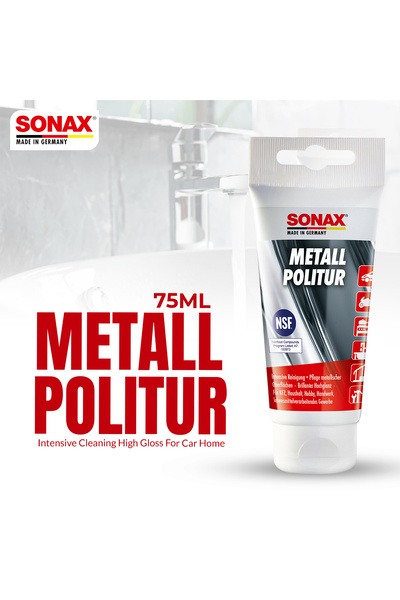 Sonax Metal Polish 75ml for Chrome, Stainless Steel, Aluminum, Brass & Copper