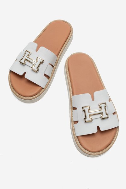 babiva Genuine Leather Buckle Comfort Sole Women's Slippers