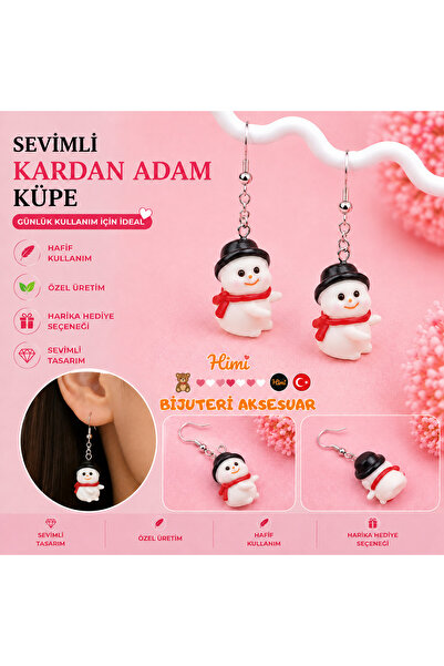 himi bijuteri aksesuar Cheerful Snowman with Hat Figured Dangle Earrings Ligh...