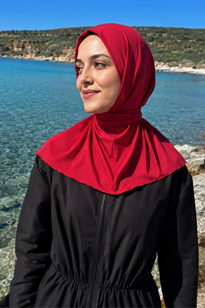 armonika Women's Red Halter Neck Hijab Swimsuit Scarf Arm-26Y001031