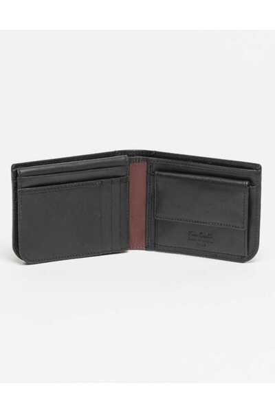 Pierre Cardin Portofel pliabil din piele cu logo discret, Negru