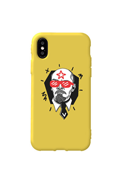 Other Apple iPhone X Stars and glasses Yellow Colored Silicone TPU Θήκη