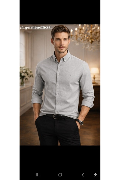 Cinar erkek giyim Men's Sports Shirt Long Sleeve Linen Slimfit Cotton