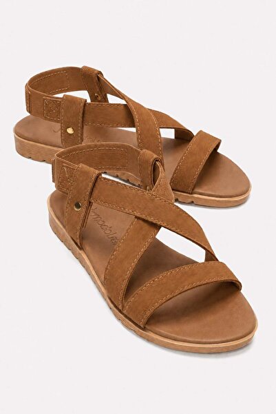 CCWAY AYAKKABI Elastic Cross Women's Sandals Taba
