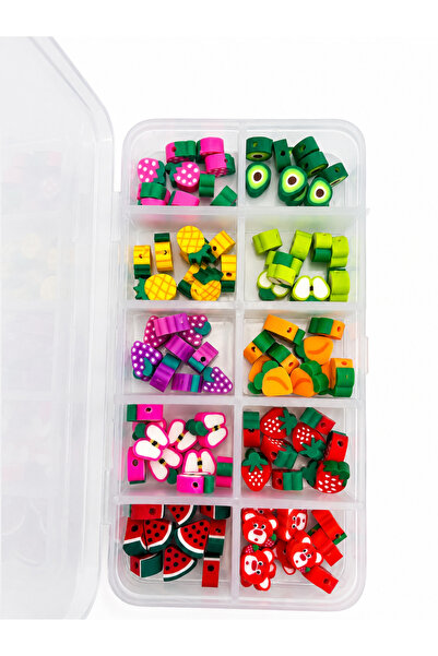 E.B EBRULİ BONCUK Figür Fimo 10-Piece Fruit Box Set Polymer Beads (100 Pieces)