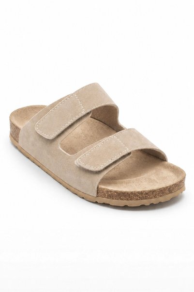 Modazirve Beige Velcro Strap Anatomical Daily Beach Pool Beach Slippers Women's Slippers