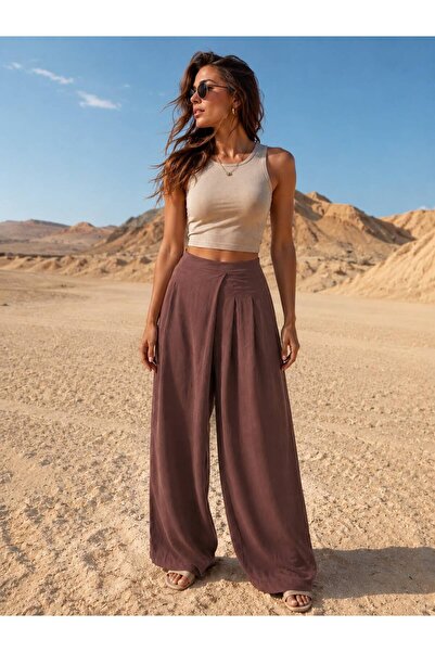 BILDEŞA Women's High Waist Pleated Wide Leg Palazzo Pants