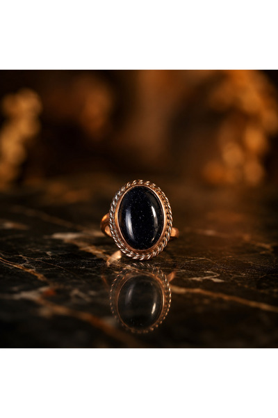 Shinestar atelier Lacivert Yıldız Taşı Oval Form Burgu Çerçeveli Ayarlanabili...