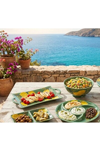 Twinkle Amalfi Garden Limon Desenli Düz Ayaksız Pasta Tabağı Yeşil 27 cm