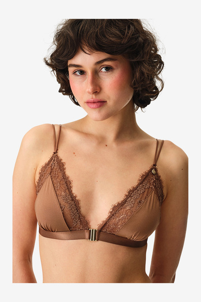 Penti Women Micro Lace Triangle Brown Wireless Bra