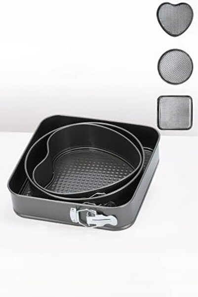 Yıldızan Nexoratech Carbon Steel 3-Piece 22-24-26cm Heart Round Square Clamsh...