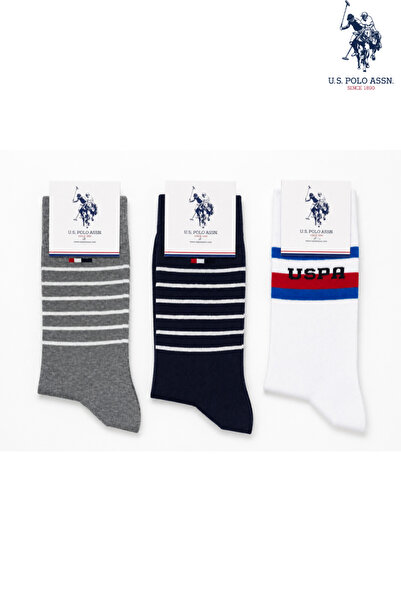 U.S. Polo Assn. 3-Piece Men's Daily Cotton Socks Striped Classic Socks