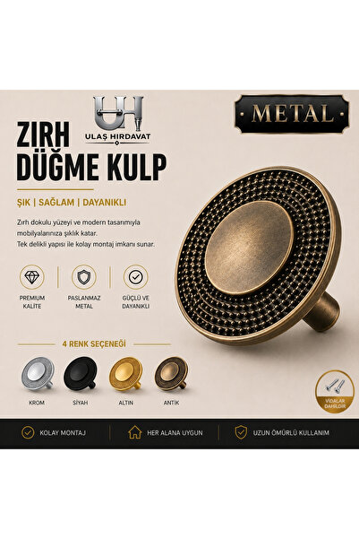Ulaş Hırdavat METAL Kulp Zırh Model Yuvarlak Tasarım Lüks Dolap Çekmece Kulpu...