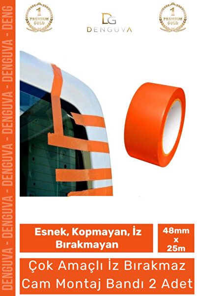 Denguva #MontajBandı Turuncu PVC İz Bırakmaz 48mm 25 Metre Oto Ev Ofis Cam Mo...