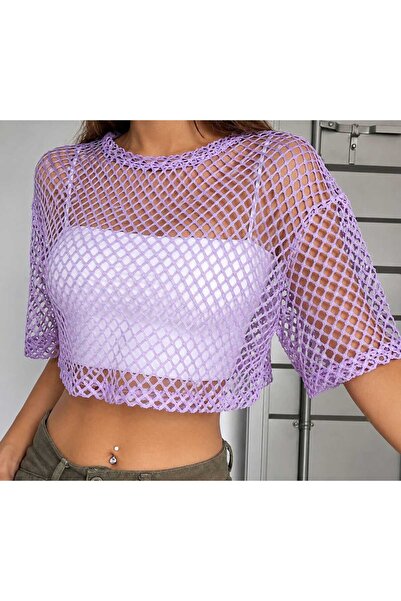 Pupa Üstü File Detaylı Crop body Tişört