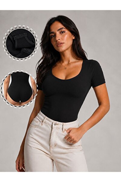 MİSTİRİK Mortek Model Belly Shaper Seamless Model Bodysuit Model Short Sleeve...