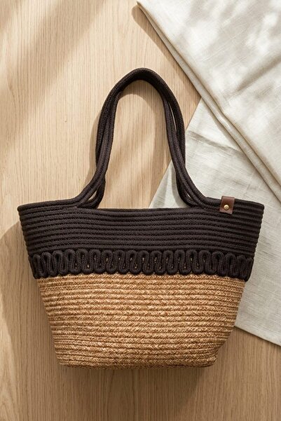 I Love Shoes Solmira Bitter Brown Jute Women's Beach Bag
