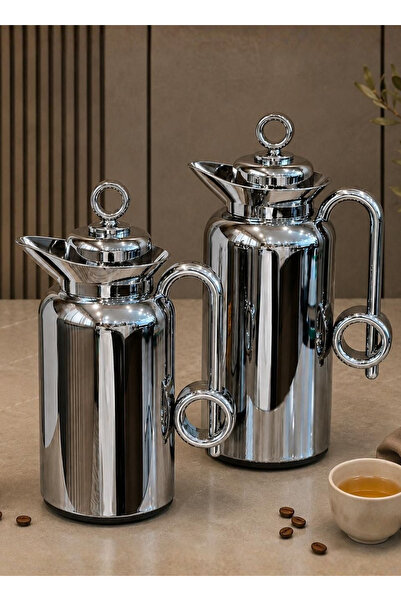 LALOZA Trumis 2-Piece Set for Tea and Coffee, Stainless Steel Exterior, 1 Lit...
