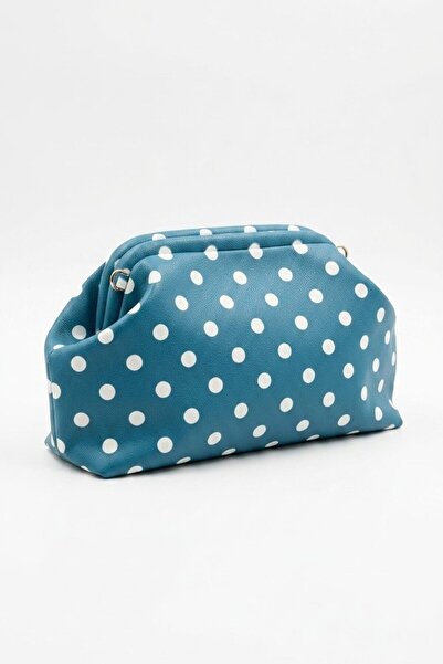 I Love Shoes Talleri Blue Polka Dot Matte Leather Women's Bag