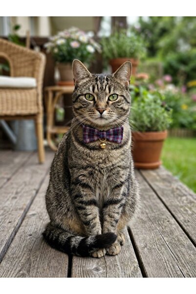 D'Kuhçien Adjustable Cat Collar with Bell, Tag, Fabric Bowtie Cat Necklace, C...