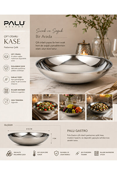 PALU GASTRO Double-Walled Stainless Steel Bowl – Stylish and Modern Presentation