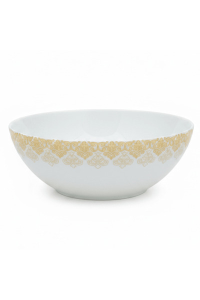 Borosil Larah by White & Gold Opalware Serving Bowl 8 Inch