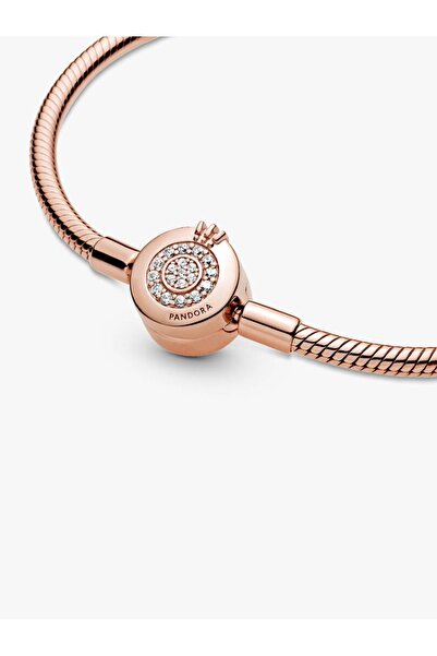 Pandora Brățară cu coroană strălucitoare și închizătoare tip O, lanț tip șarpe, Argint Sterling 925, Bijuterii elegante pentru femei