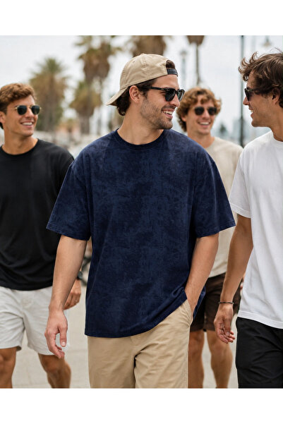 URBANTRENDSTORE Βαμβακερό μπλουζάκι με στάμπα Acid Washed, Oversize, Χαλαρή Ά...