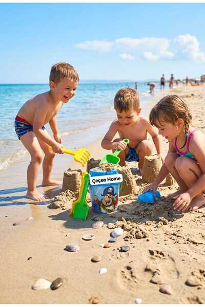 ÇEÇEN HOME 3-Piece Kids Beach Bucket Set - Sea and Sand Play Set Including Sh...