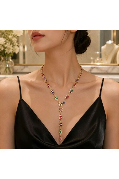 Monalisa Home Luxurious Figured Zircon Stone Y Necklace