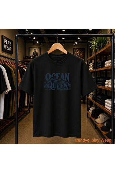 playwear Ocean Queen Printed 100% Cotton Oversize Loose Regular Fit Crew Neck...